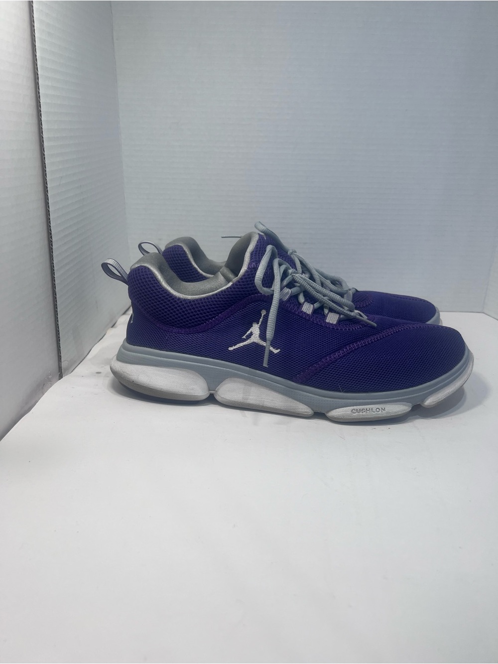 Jordan Men's Purple Mesh Athletic Sneakers with Grey Accents